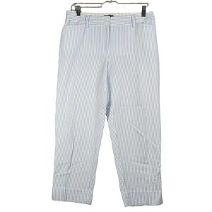 Talbots Crop Pants Women 6P Blue White Stripe Coastal Grandmillennial Seersucker